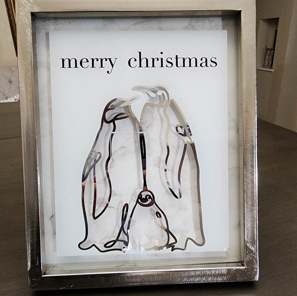 Place & Time Metal Framed Penguin Art
